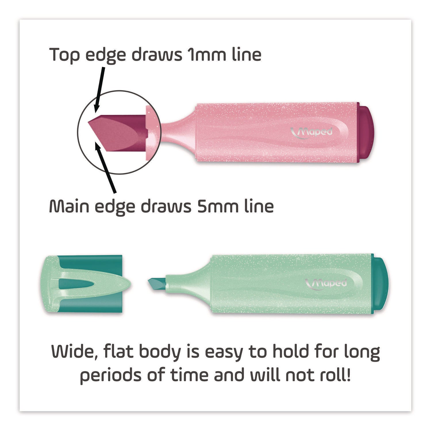 Maped Helix Fluo Peps Pastel Glitter Highlighter, Assorted Ink, Chisel Tip, Assorted Barrel, 4/Pack