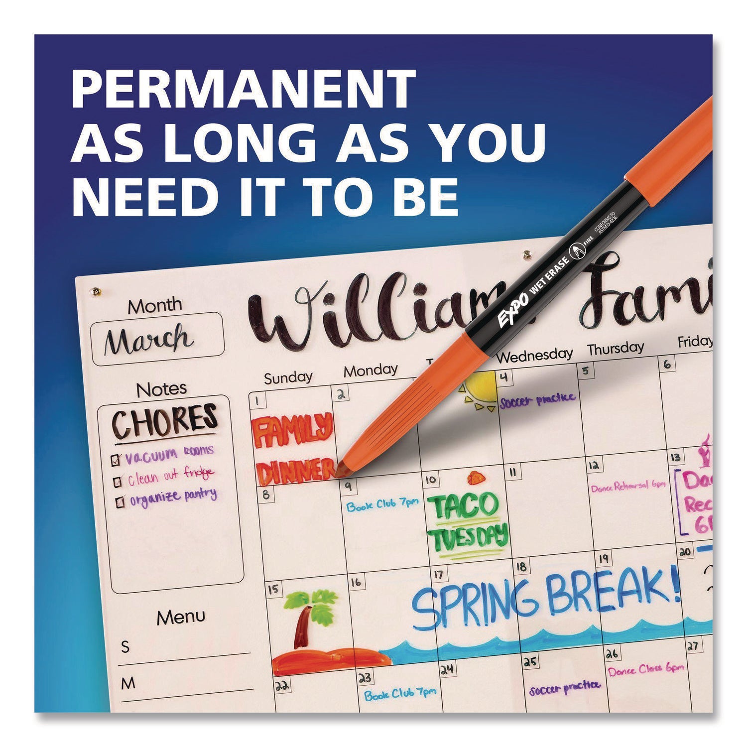 EXPO® Wet Erase Markers, Ultra Fine Needle Tip, Assorted Colors, 12/Pack