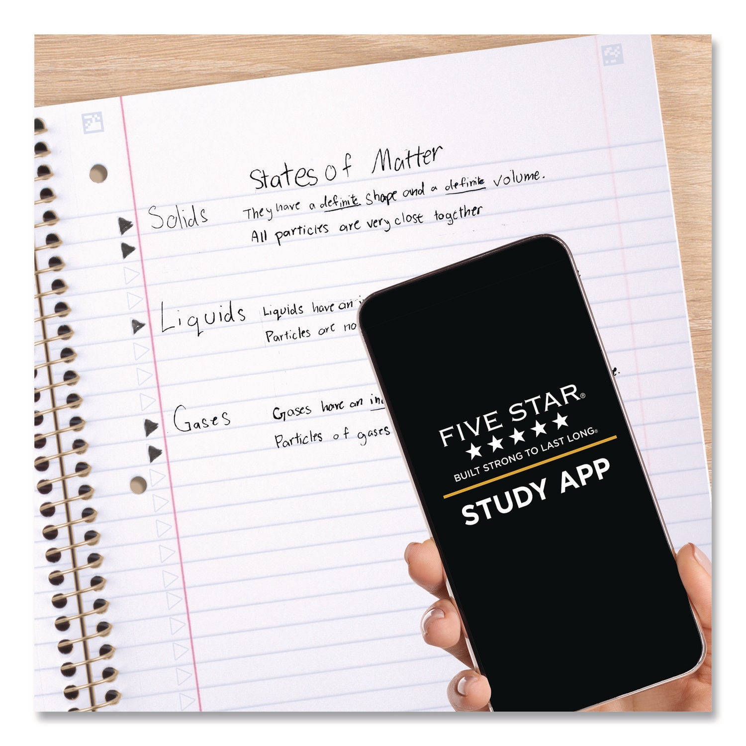 Five Star® Brushy Moves Pastel Waves Design Notebook w/ Study App, 1-Subject, Wide/Legal Rule, Assorted Cover Color, (80)11 x 8.5 Sheets