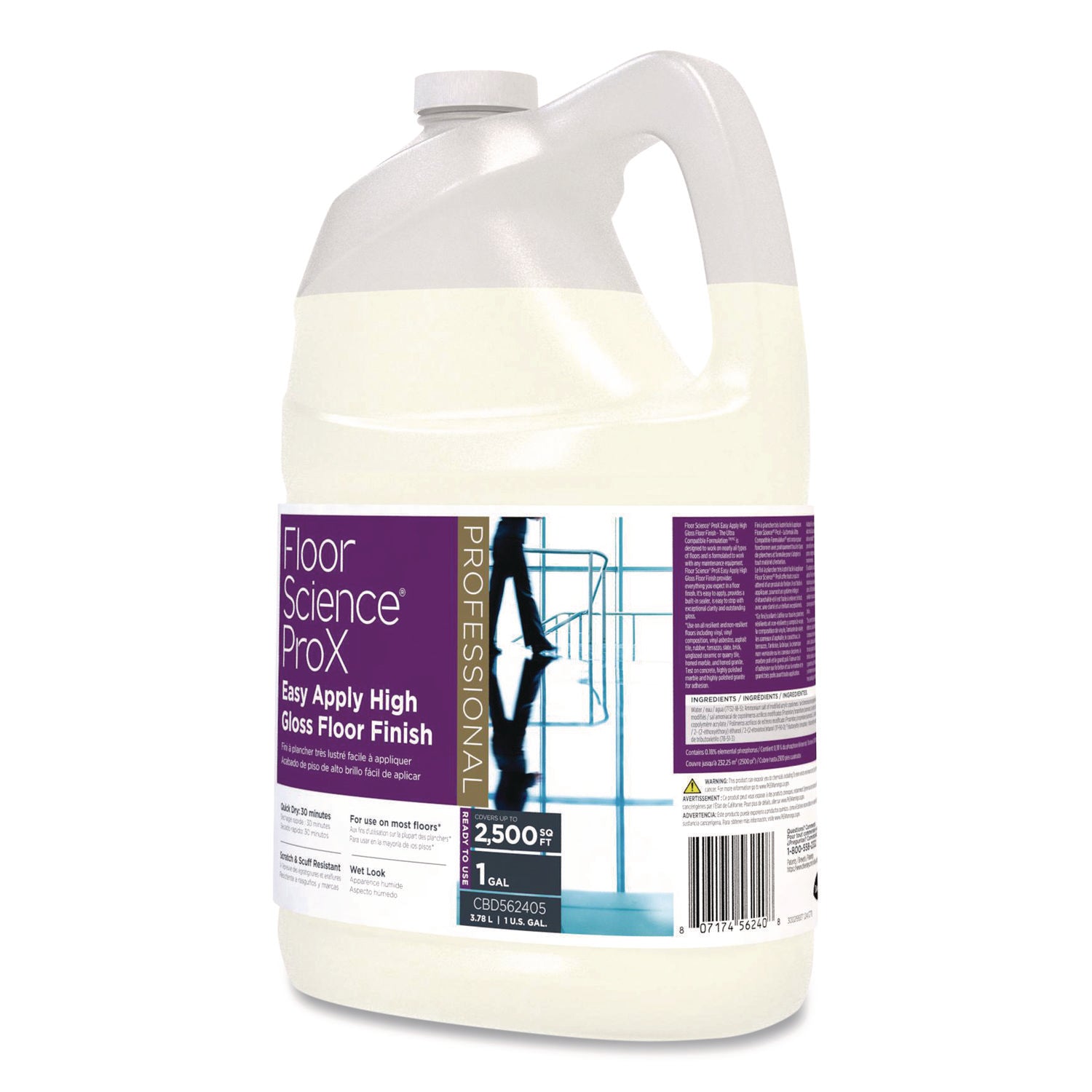 Diversey™ Floor Science ProX Easy Apply High Gloss Floor Finish, 1 gal Bottle, 4/Carton