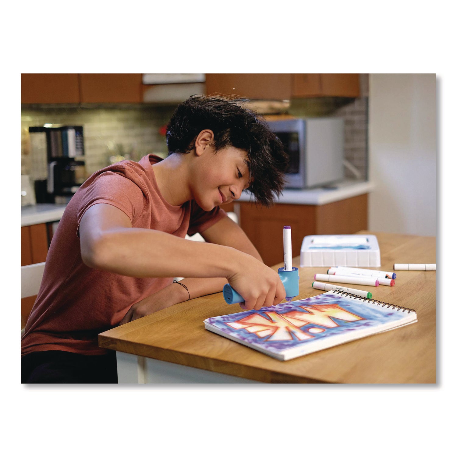 TPG Creations™ AirColor Airbrush Kit, (10) Markers/(2) Stencils/(1) Airbrush/(1) Charging Cable, 4 Kits/Carton