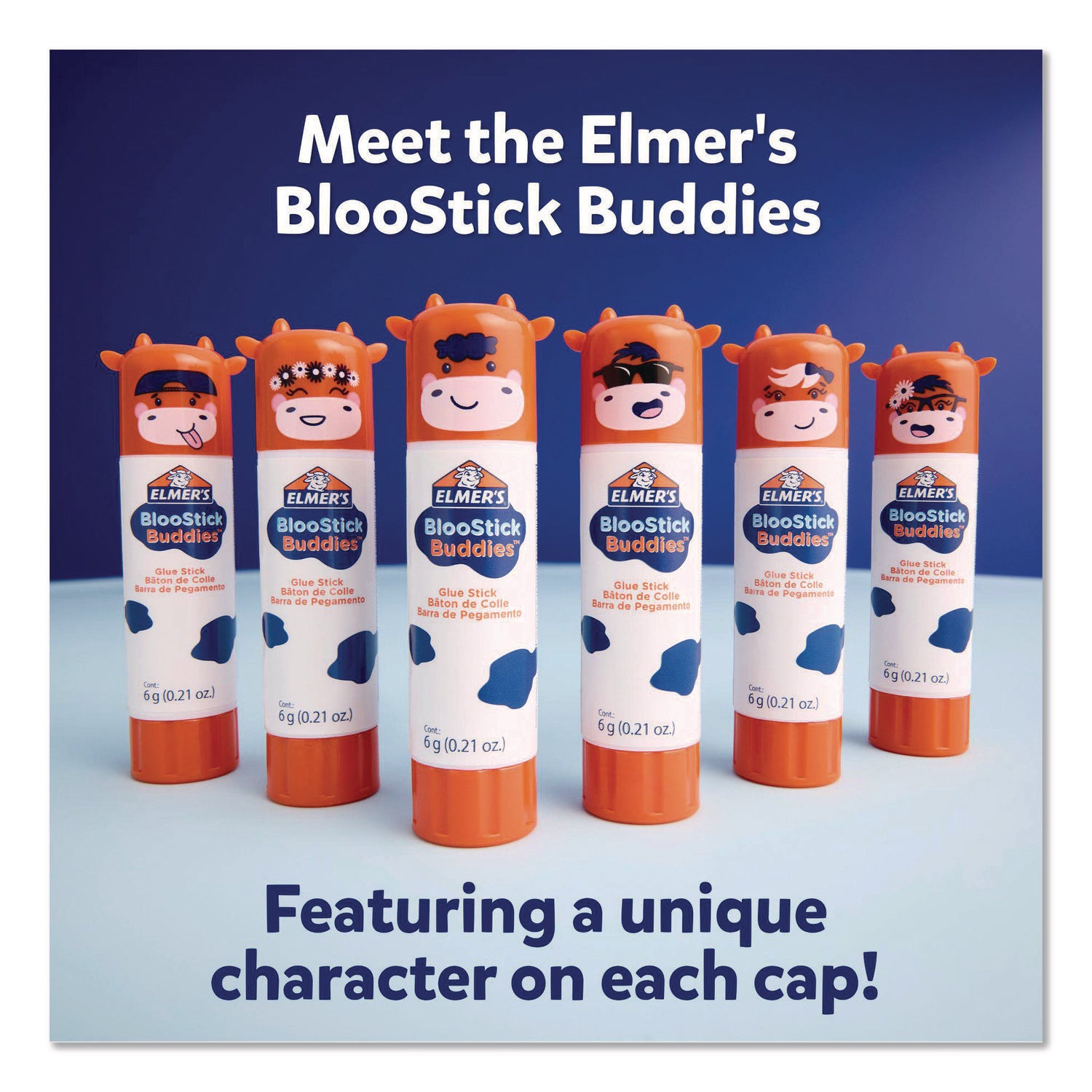 Elmer's® BlooStick Buddies and Disappearing Purple Glue Stick Combo Pack, 0.21 oz, Dries Clear, 12/Pack