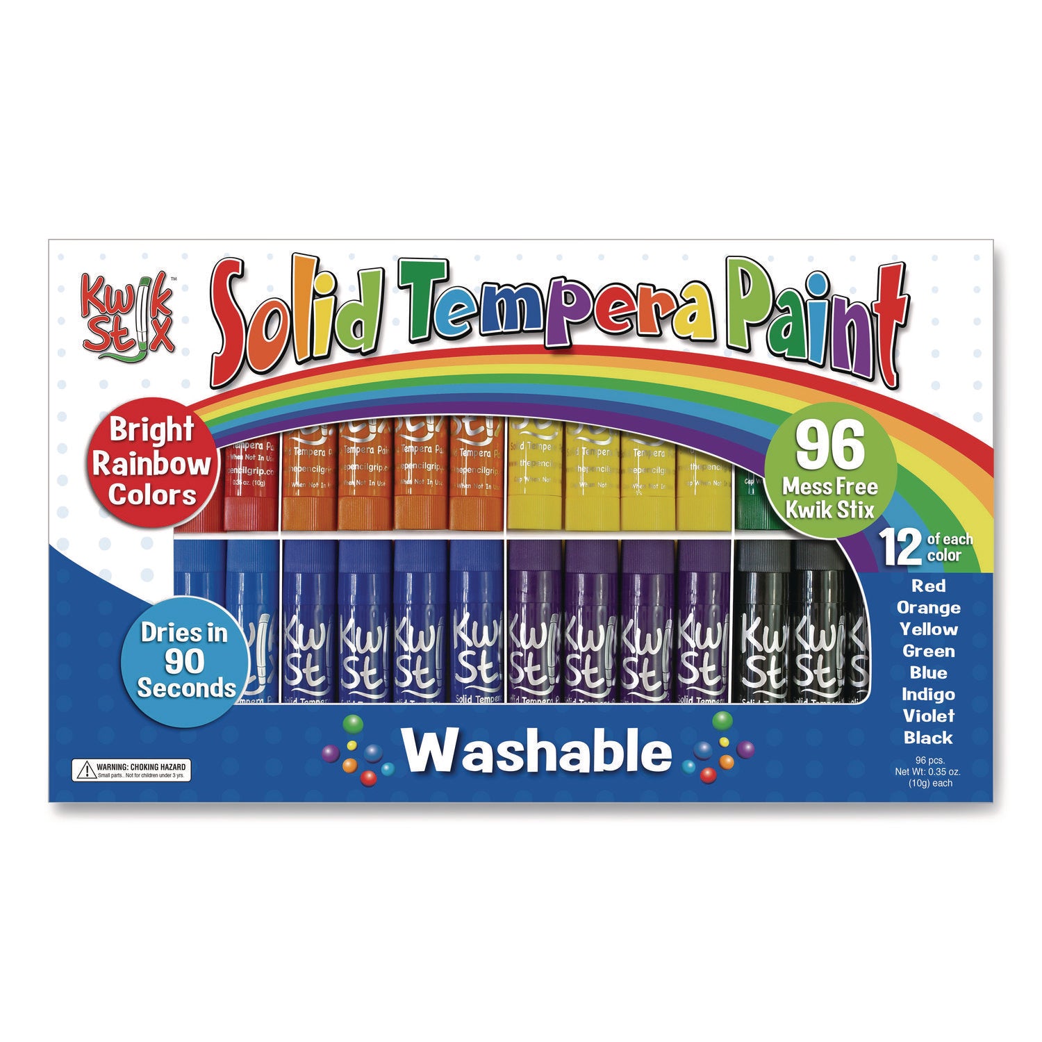 TPG Creations™ Kwik Stix Tempera Paint Set, 8 Assorted Colors, 96 Paint Sticks/Pack, 2 Packs/Carton
