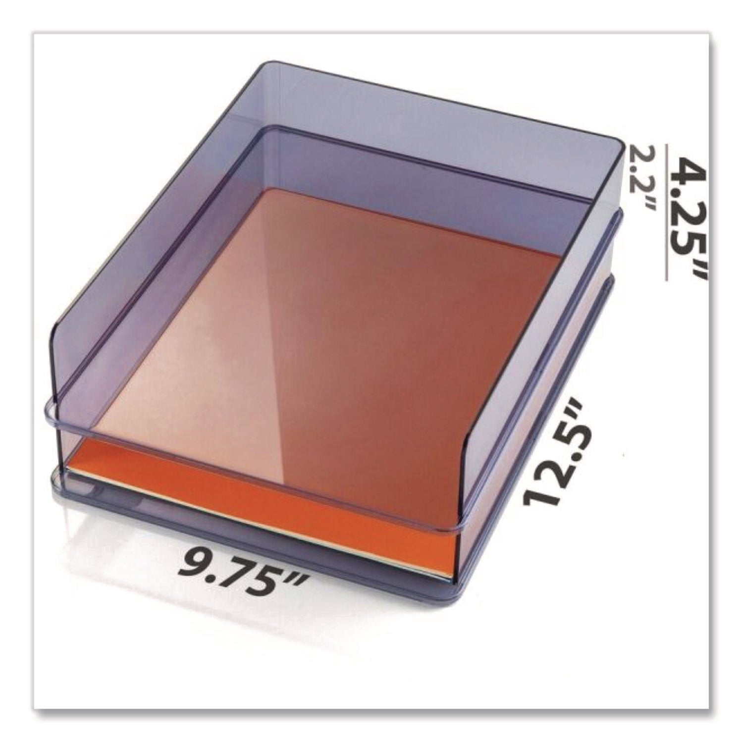 Officemate Letter Tray, 1 Section, Letter Size Files, 10.16" x 12.8" x 2.76", Gray, 2/Pack