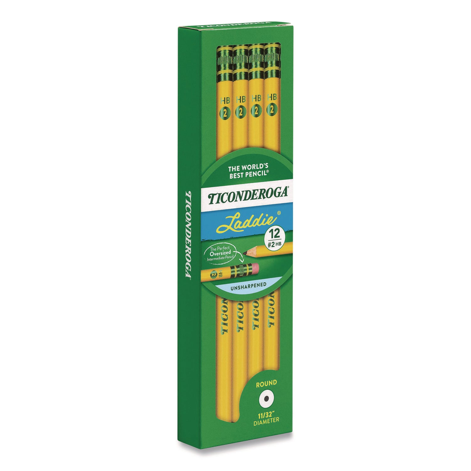 Dixon® Ticonderoga Laddie Woodcase Pencil with Microban, HB (#2), Black Lead, Yellow Barrel, 12/Pack