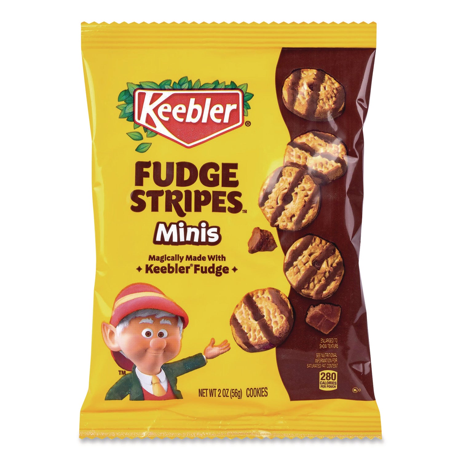 Keebler® Mini Cookies, Fudge Stripes, 2 oz Pouch, 36/Box
