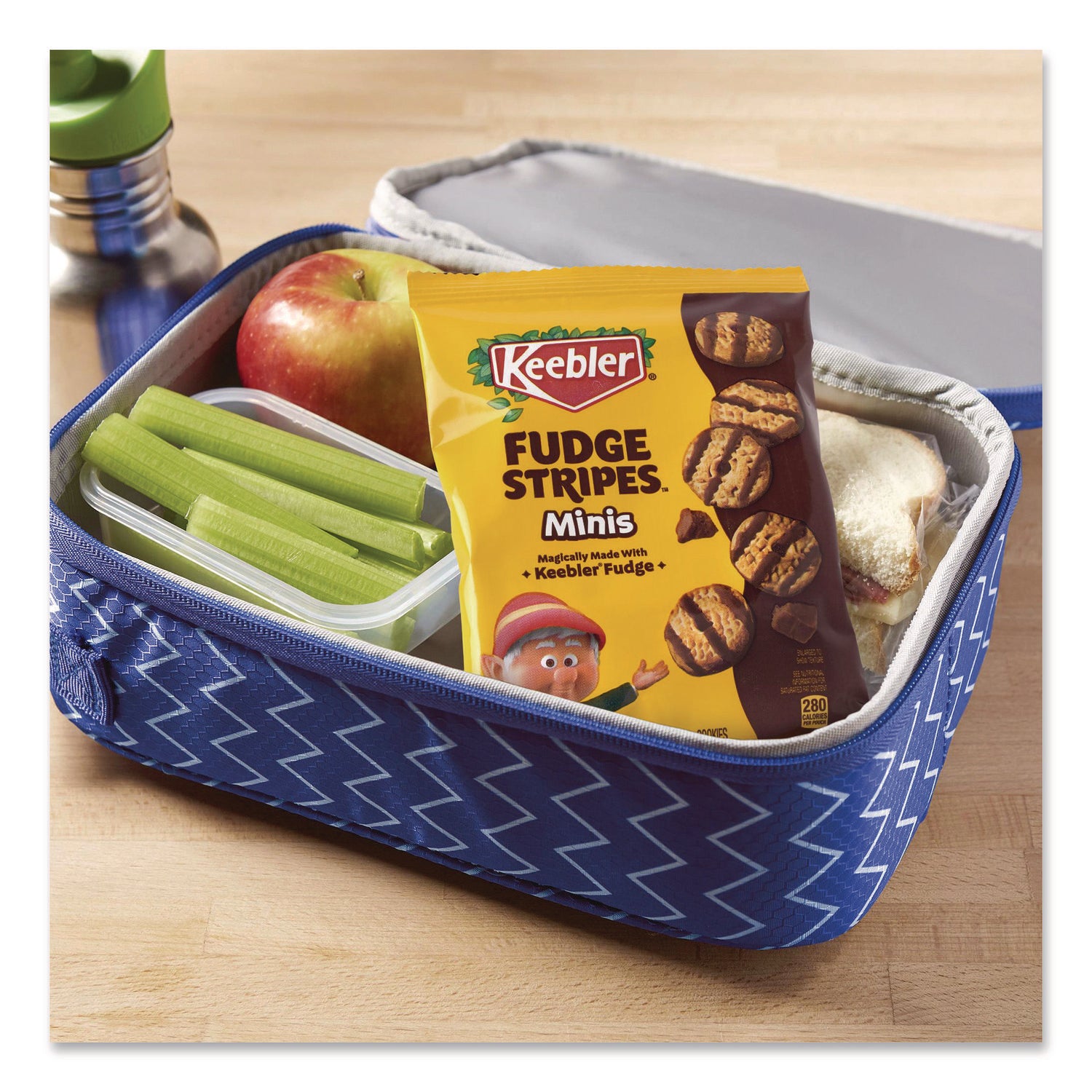 Keebler® Mini Cookies, Fudge Stripes, 2 oz Pouch, 36/Box