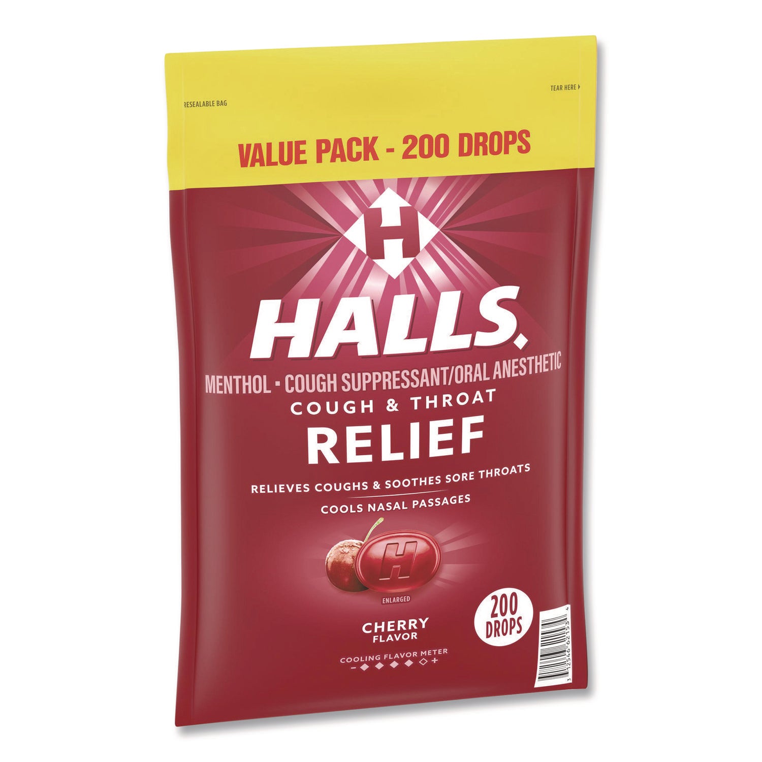 HALLS Relief Cough Drops - Value Size, Cherry, 200/Pack