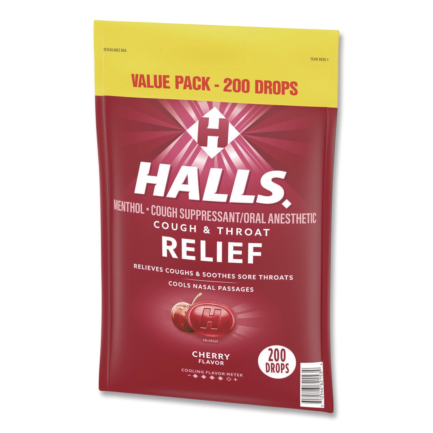 HALLS Relief Cough Drops - Value Size, Cherry, 200/Pack