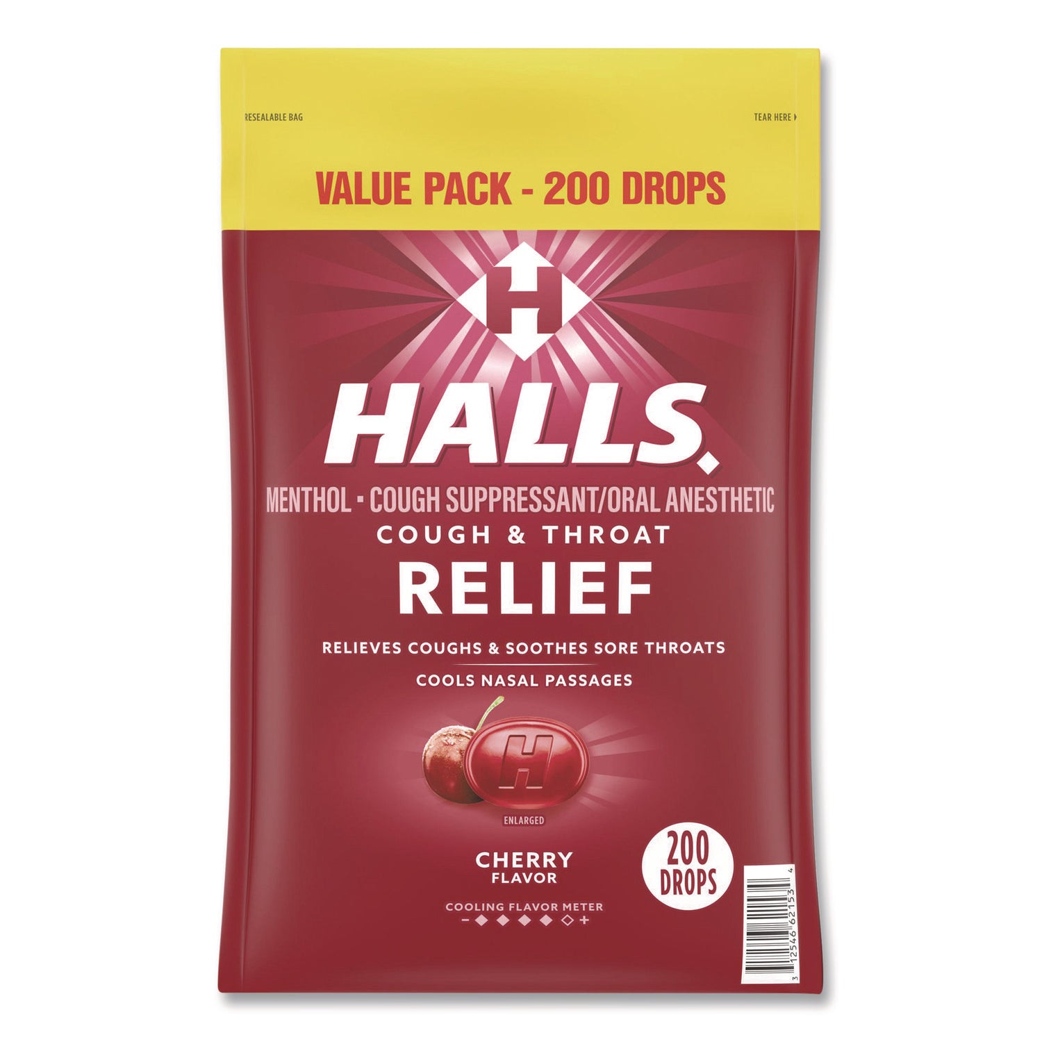 HALLS Relief Cough Drops - Value Size, Cherry, 200/Pack