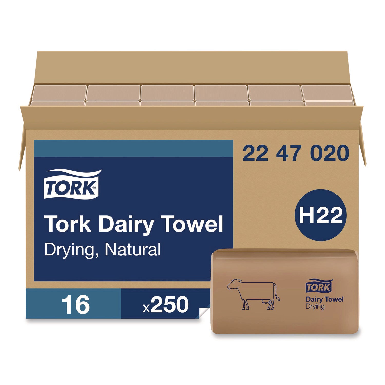 Tork® Dairy Towel, 1-Ply, 9.12 x 10.25, Natural, 250 Sheets/Pack, 16 Packs/Carton