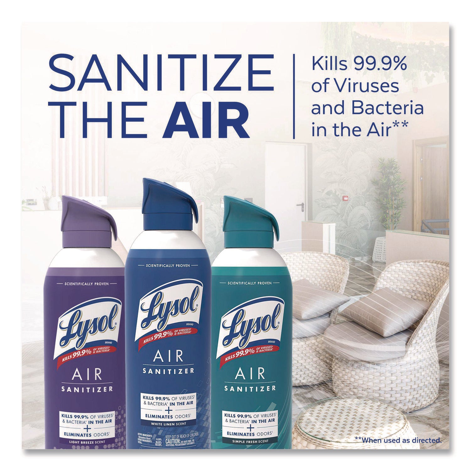 LYSOL® Brand Air Sanitizer Spray, Light Breeze, 10 oz Aerosol Spray