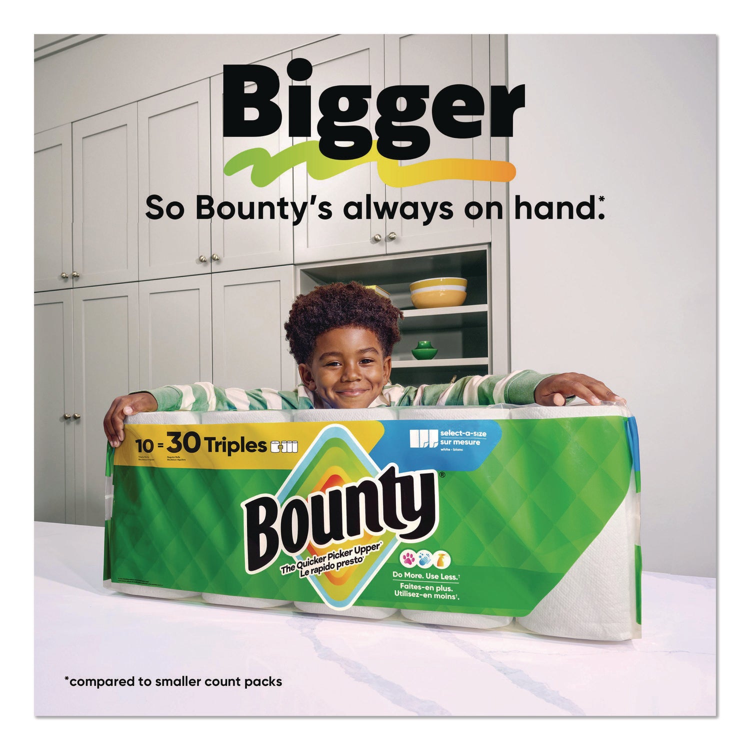Bounty® Select-a-Size Kitchen Roll Paper Towels, 2-Ply, 5.9 x 11, White, 123 Sheets/Triple Roll, 6 Rolls/Carton
