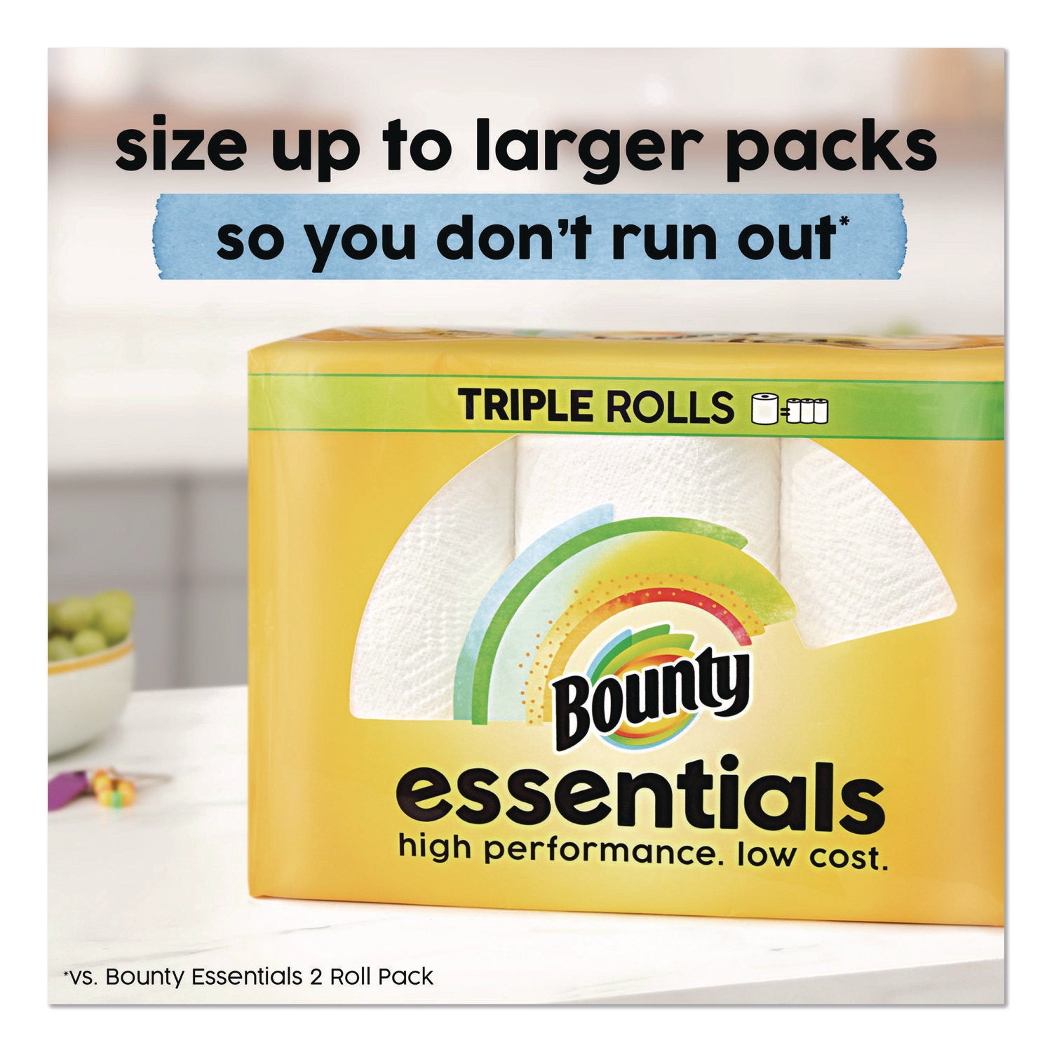 Bounty® Essentials Select-A-Size Kitchen Roll Paper Towels, 2-Ply, 5.9 x 11, White, 162 Sheets/Triple Roll, 12 Rolls/Carton