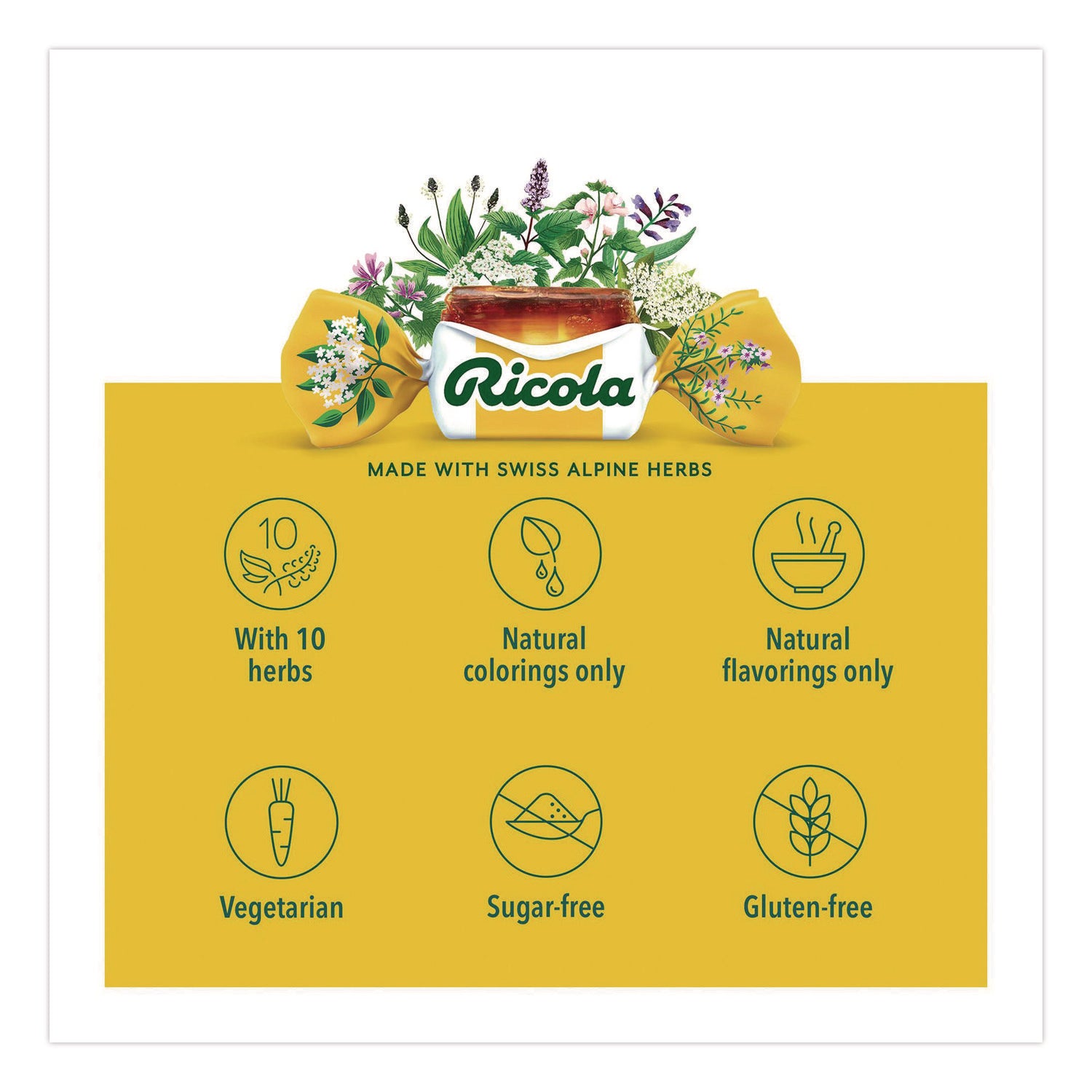 Ricola® Sugar-Free Lemon Mint Herb Throat Drops, 65/Bag, 2 Bags/Pack