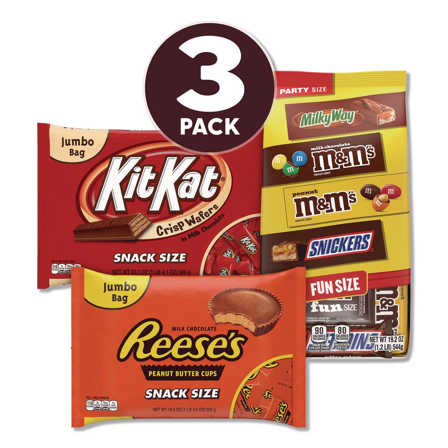 Snack Box Pros Chocolate Assortment, Assorted Fun and Snack Sizes, 3 Bags/Pack