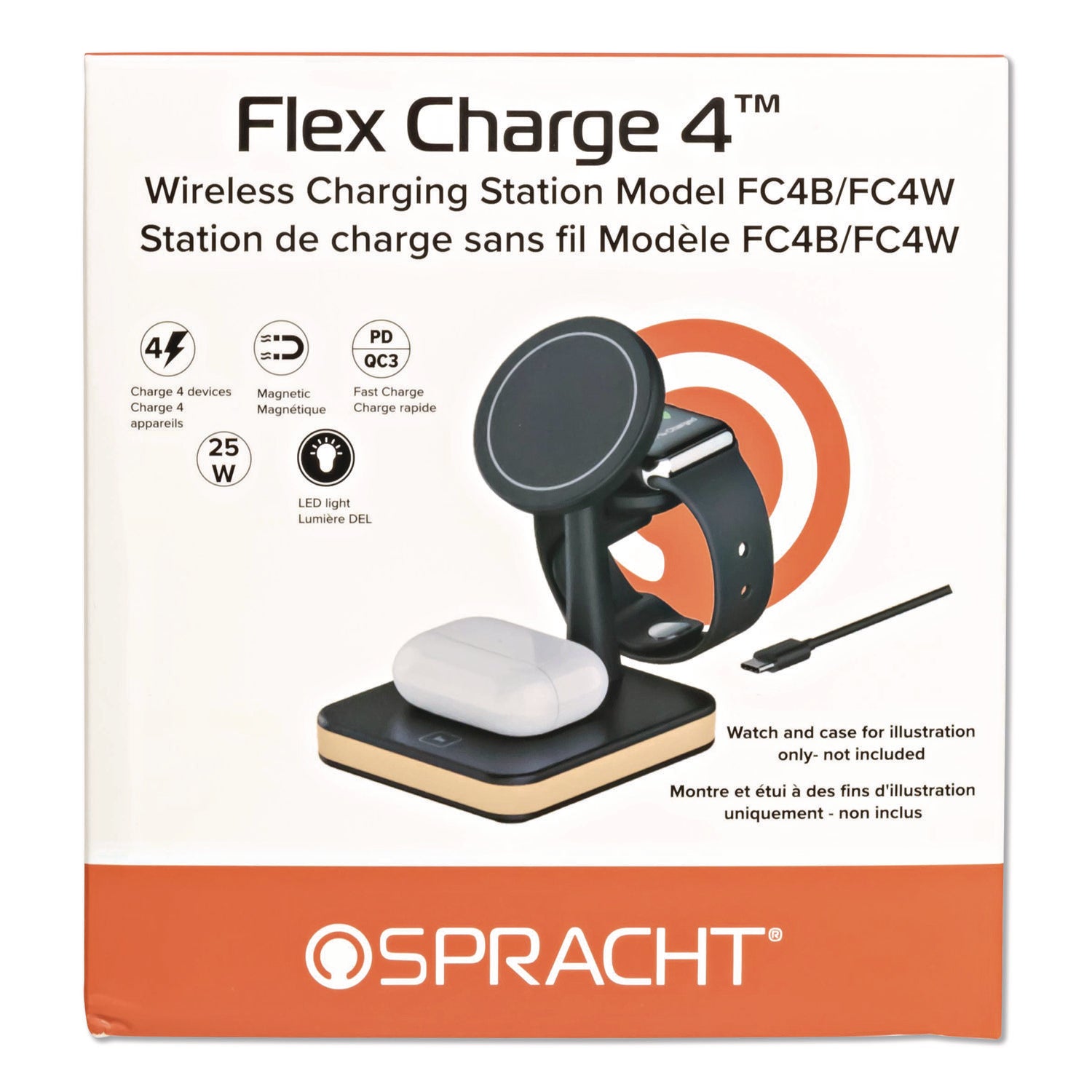 Spracht Flex Charge 4, USB-C, Black