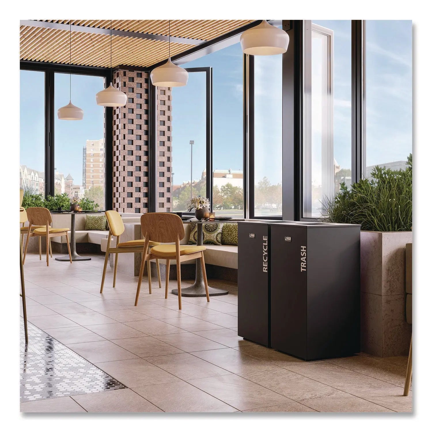 Suncast Commercial® Square Metal Decorative Can Steel 24 gal Black Suncast Commercial® Flipcost