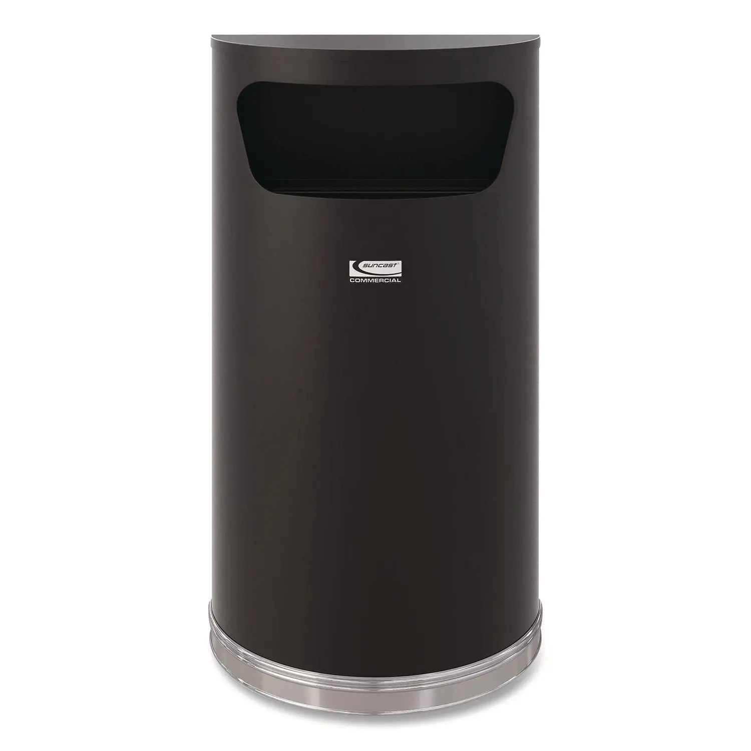 Suncast Commercial® Half Round Metal Trash Can 9 gal Steel Black Suncast Commercial® Flipcost