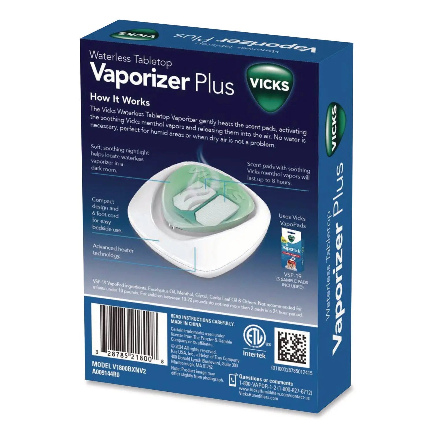 Vicks® Waterless Tabletop Vaporizer Plus1.9 x 5.3 x 7.5 White-Mint Green Vicks® Flipcost