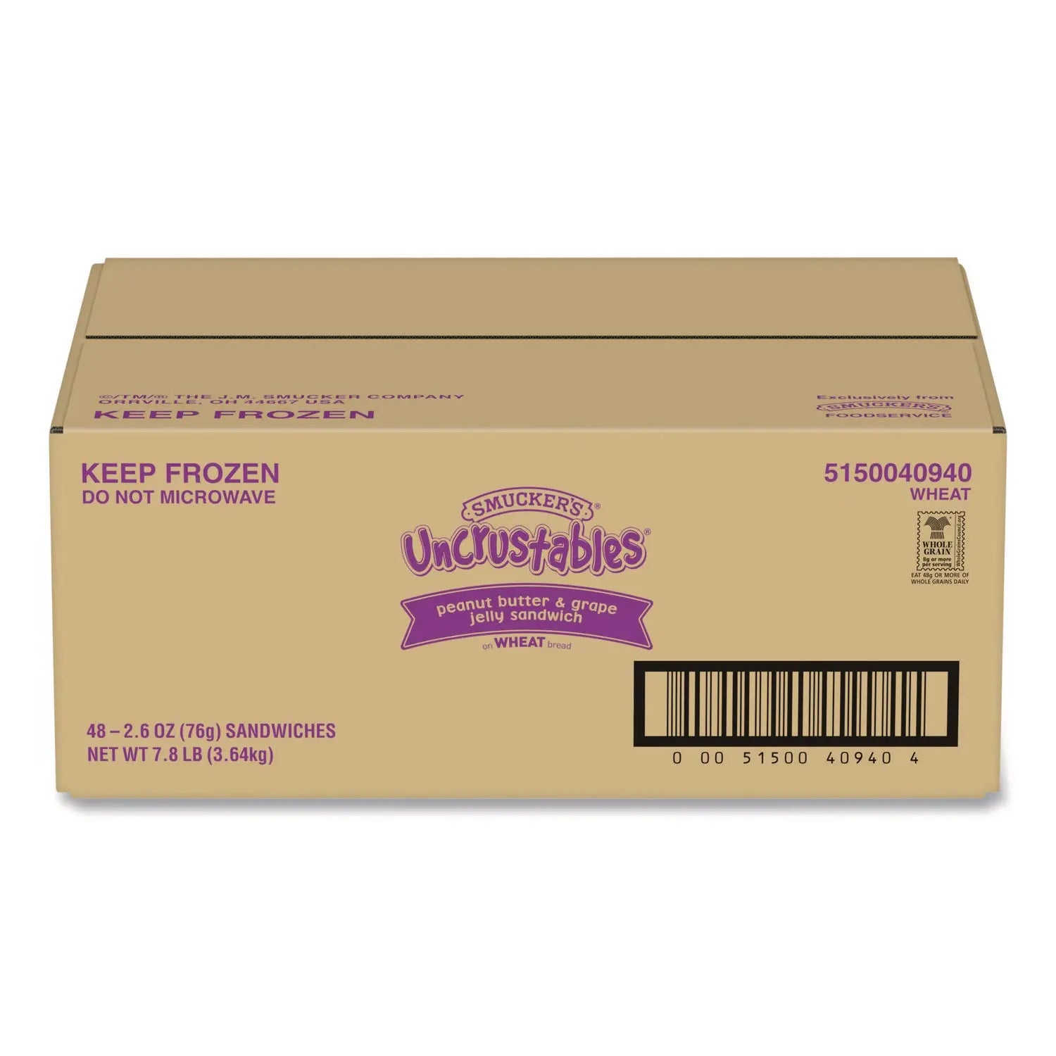 Smucker's® UNCRUSTABLES Soft Bread Sandwiches Wheat Bread Peanut Butter and Grape 2.6 oz Bag 48-Carton Smucker's® Flipcost