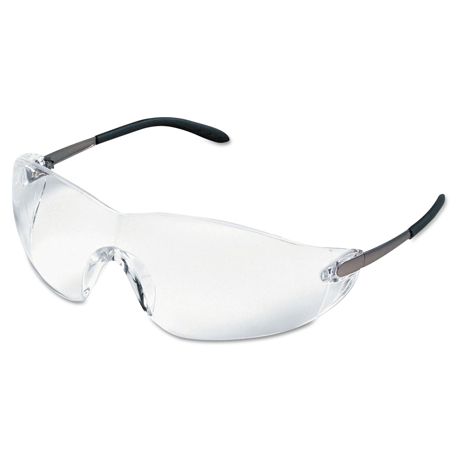 MCR™ Safety Blackjack Wraparound Safety Glasses, Chrome Plastic Frame, Clear Lens, 12/box