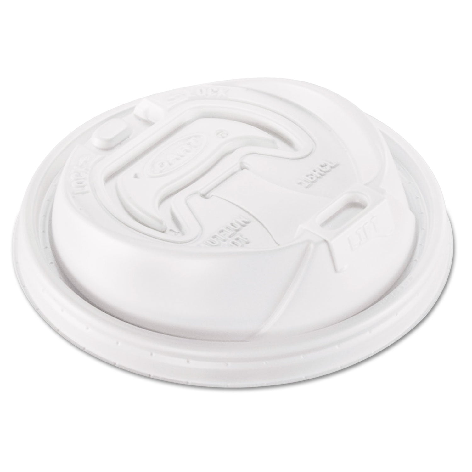 Dart® Optima Reclosable Lid, Fits 12 oz to 24 oz Hot Cups, Plastic, White, 100/Pack, 10 Packs/Carton