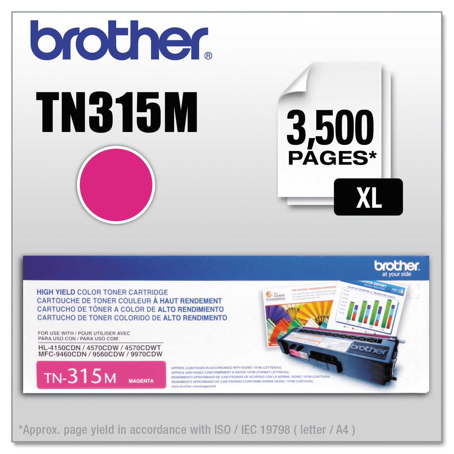 Brother Tn315m High-Yield Toner, 3,500 Page-Yield, Magenta