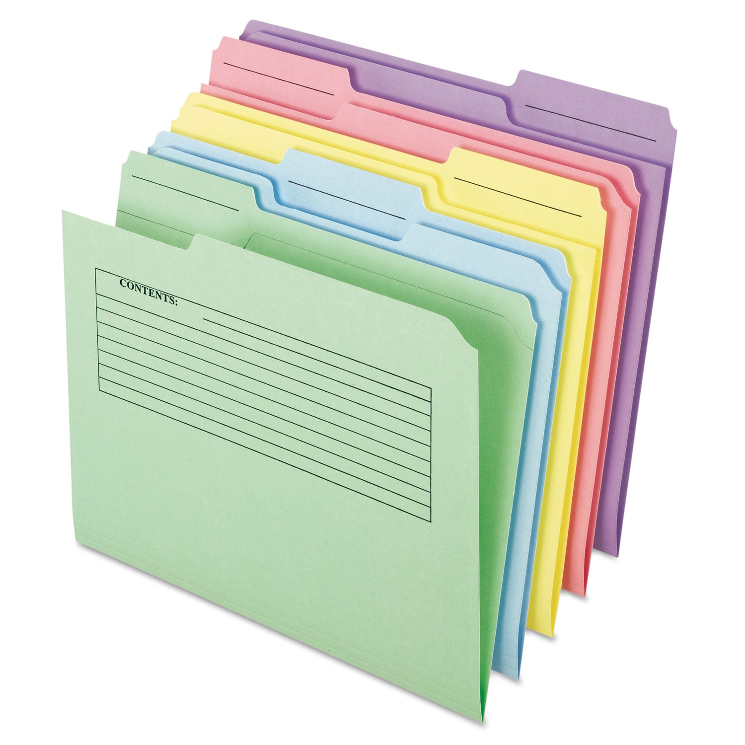 Printed Notes Folder, 1/3-Cut Tabs: Assorted, Letter Size, Assorted Colors, 30/Pack