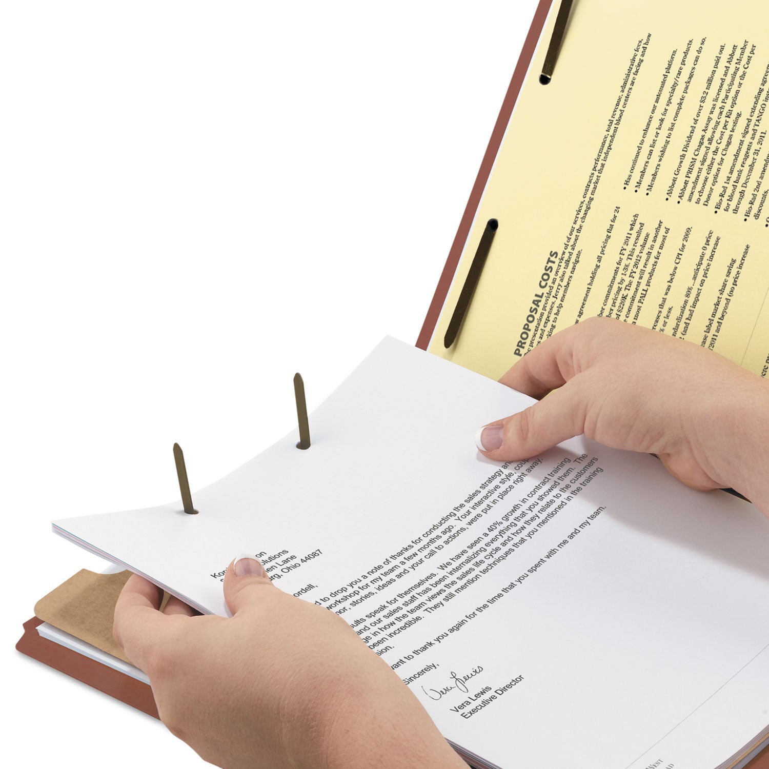 Smead Recycled Pressboard Classification Folders, 2" Expansion, 1 Divider, 4 Fasteners, Letter Size, Red Exterior, 10/Box