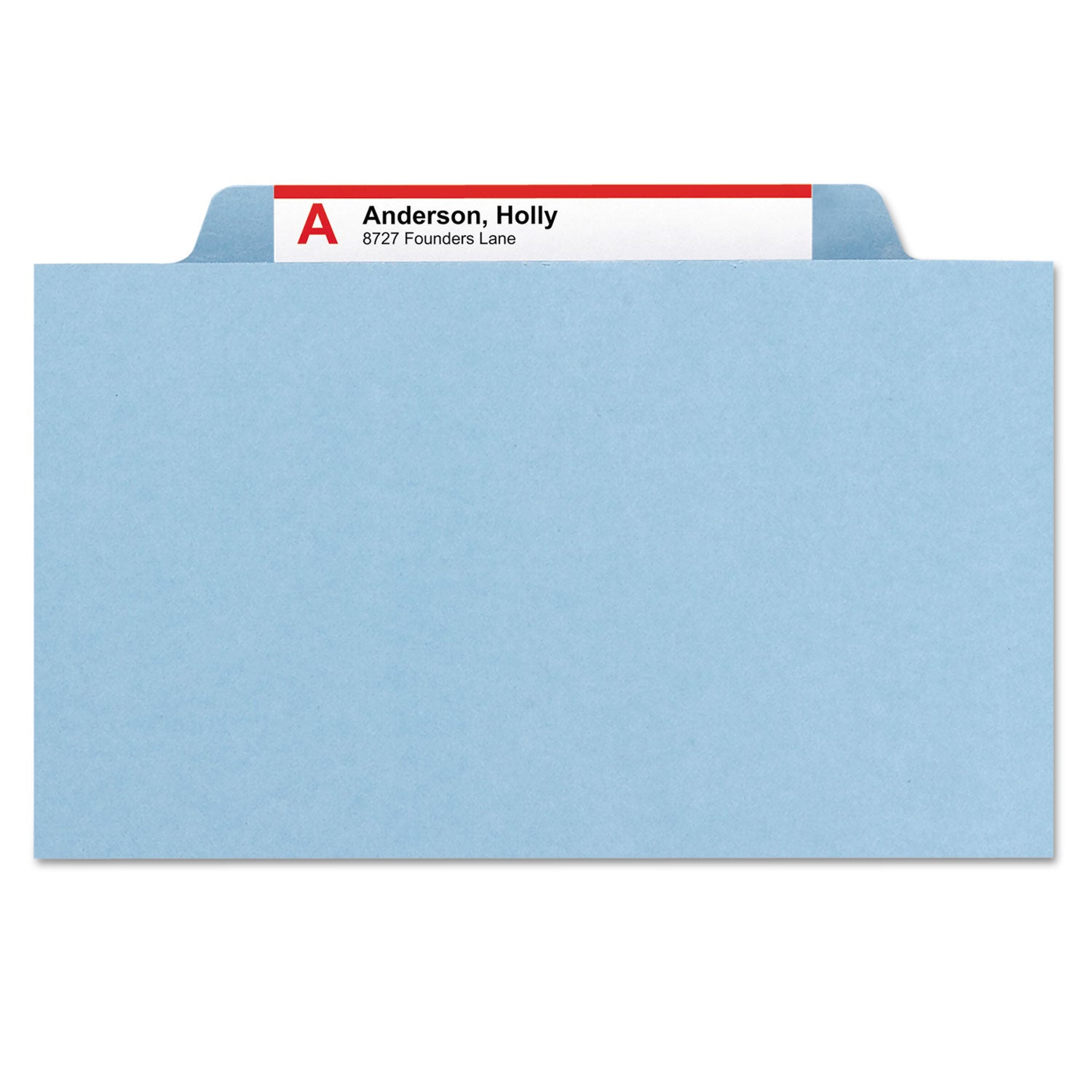 Smead 6-Section Pressboard Top Tab Pocket Classification Folders, 6 SafeSHIELD Fasteners, 2 Dividers, Letter Size, Blue, 10/Box