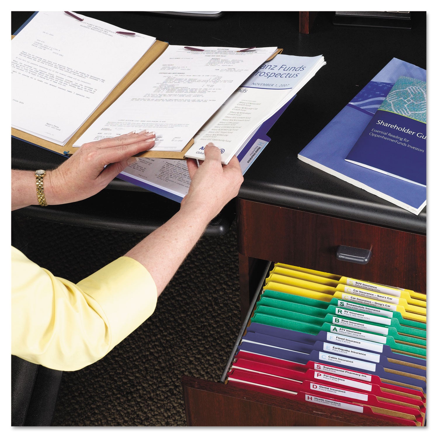 Smead 6-Section Pressboard Top Tab Pocket Classification Folders, 6 SafeSHIELD Fasteners, 2 Dividers, Letter Size, Dark Blue, 10/BX