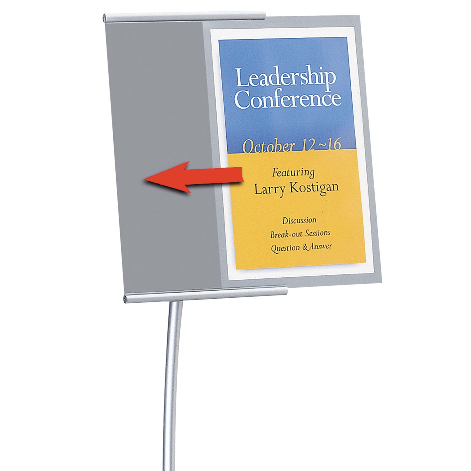 Quartet® Designer Sign Stand, Silver Aluminum Frame, 11 X 17