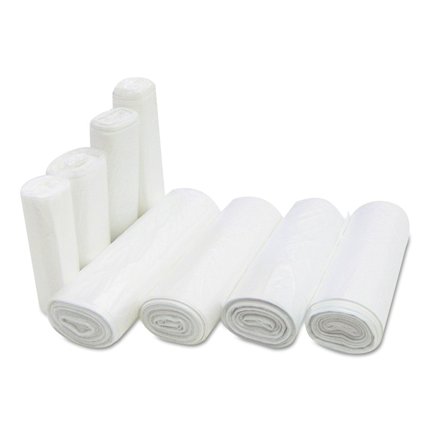Inteplast Group High-Density Commercial Can Liners, 7 gal, 6 mic, 20" x 22", Clear, Perforated Roll, 50 Bags/Roll, 40 Rolls/Carton