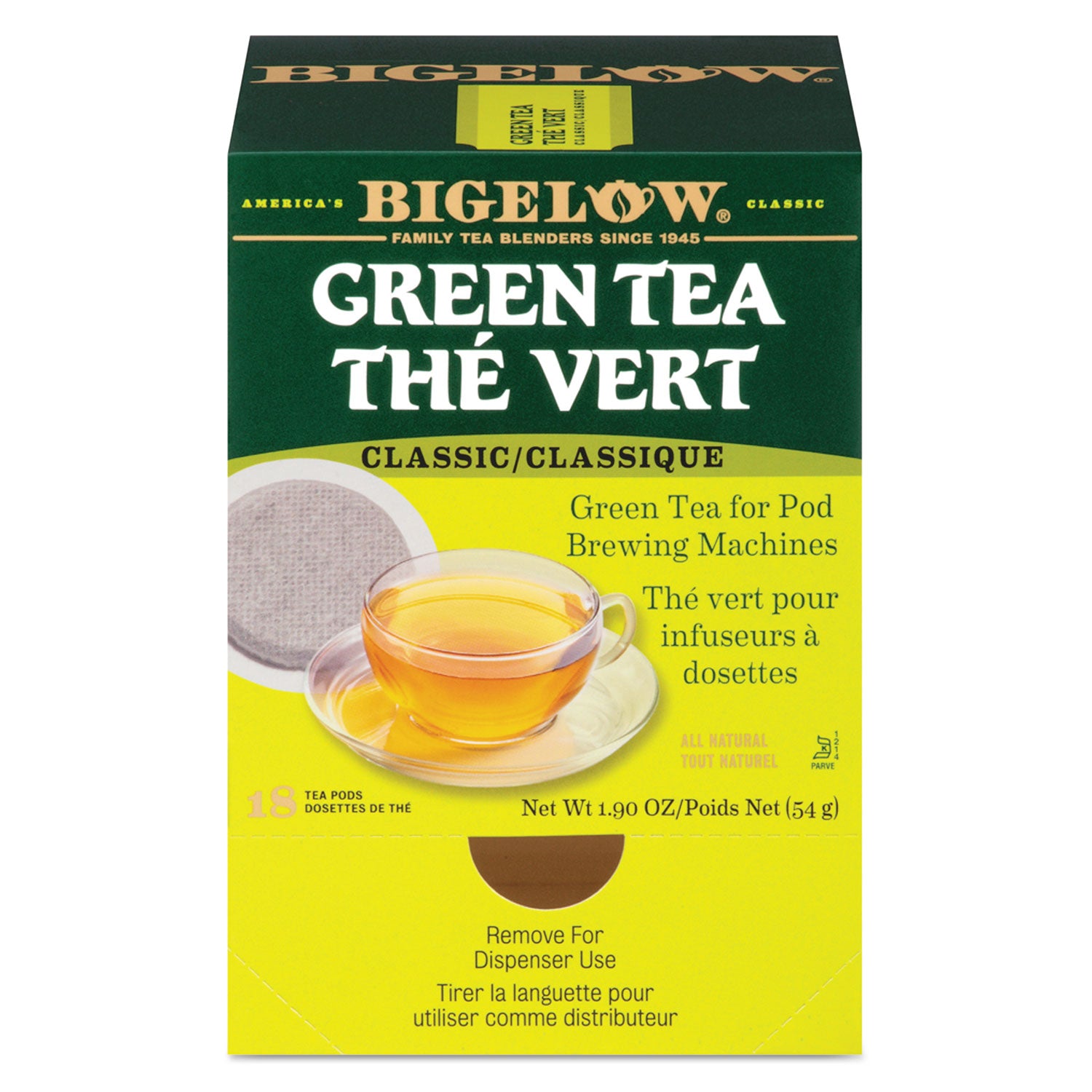 Green Tea Pods, 1.90 oz, 18/Box