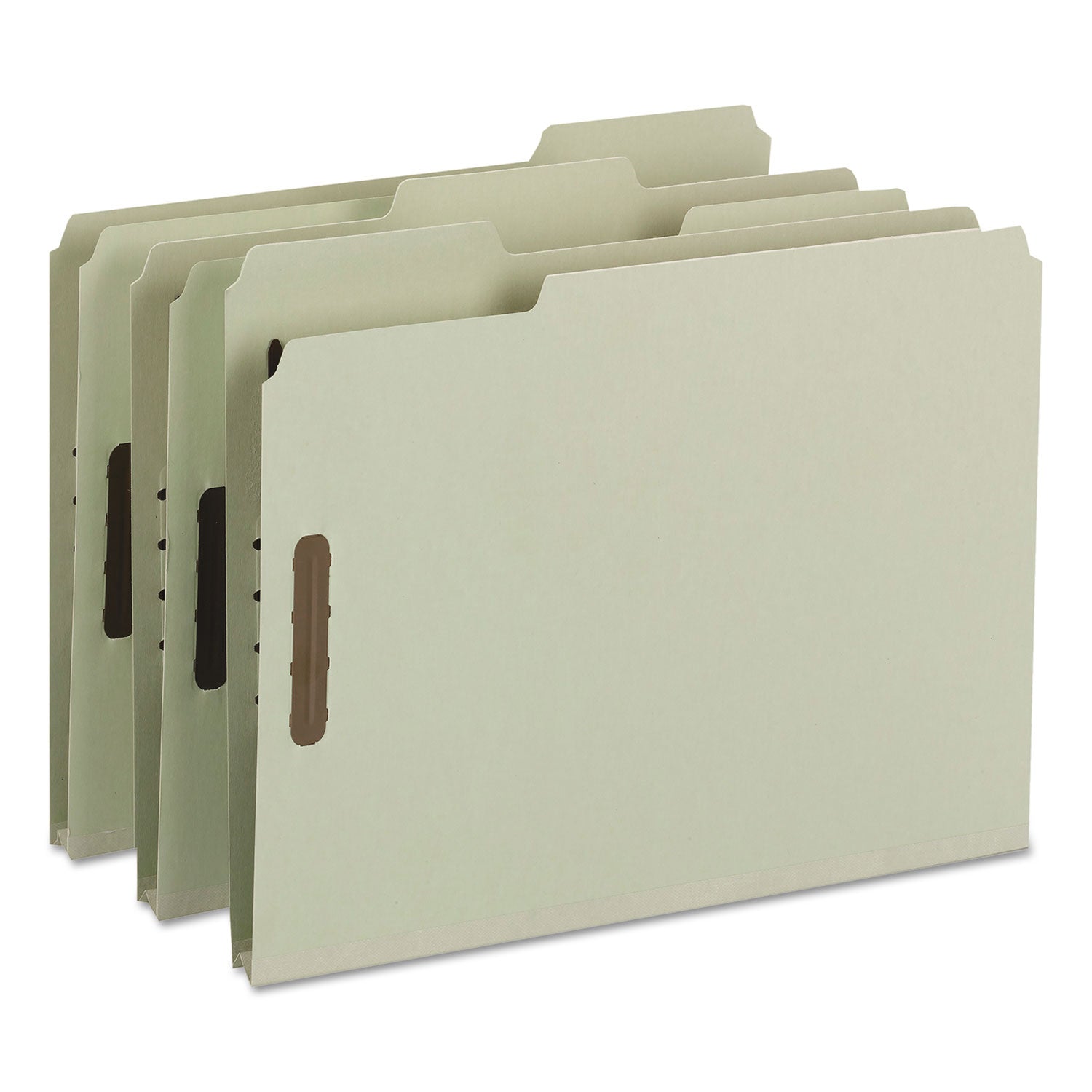 Smead Recycled Pressboard Fastener Folders, 1" Expansion, 2 Fasteners, Letter Size, Gray-Green Exterior, 25/Box