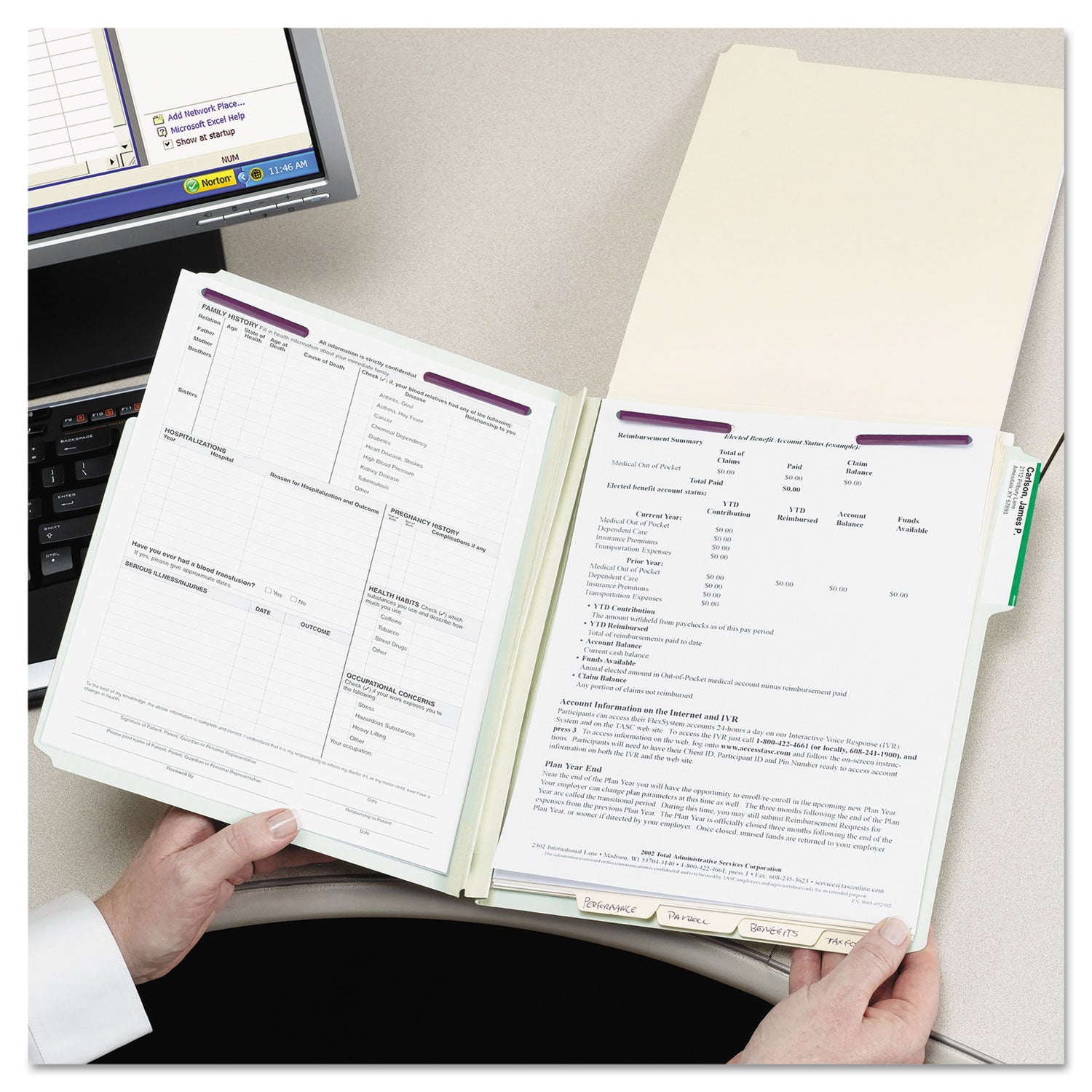 Smead Recycled Pressboard Fastener Folders, 1/3-Cut Tabs, Two SafeSHIELD Fasteners, 2" Expansion, Legal Size, Gray-Green, 25/Box