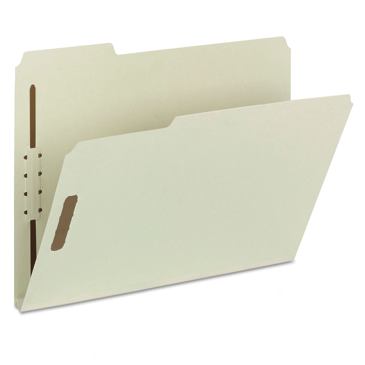 Smead Recycled Pressboard Fastener Folders, 1" Expansion, 2 Fasteners, Letter Size, Gray-Green Exterior, 25/Box