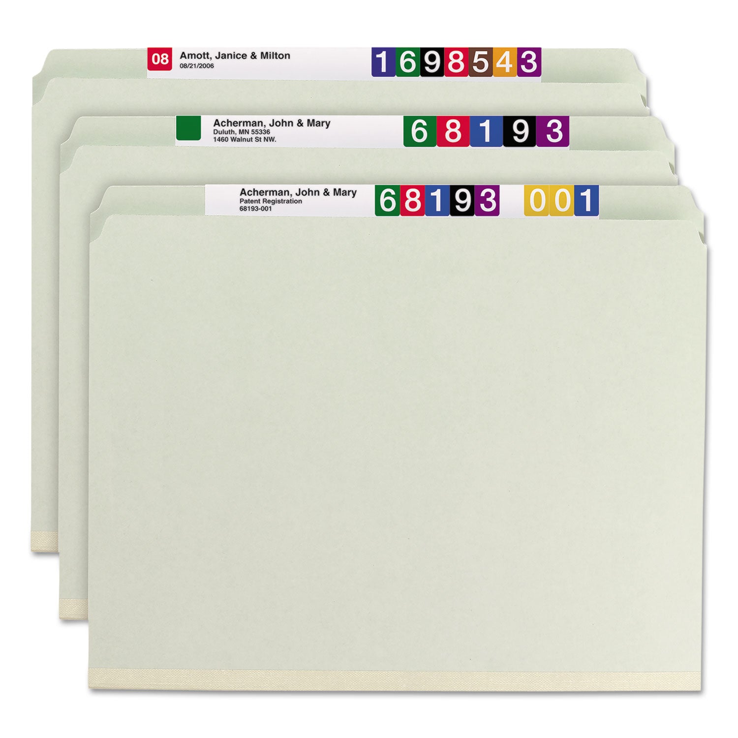 Smead Recycled Pressboard Fastener Folders, Straight Tabs, Two SafeSHIELD Fasteners, 2" Expansion, Letter Size, Gray-Green, 25/Box
