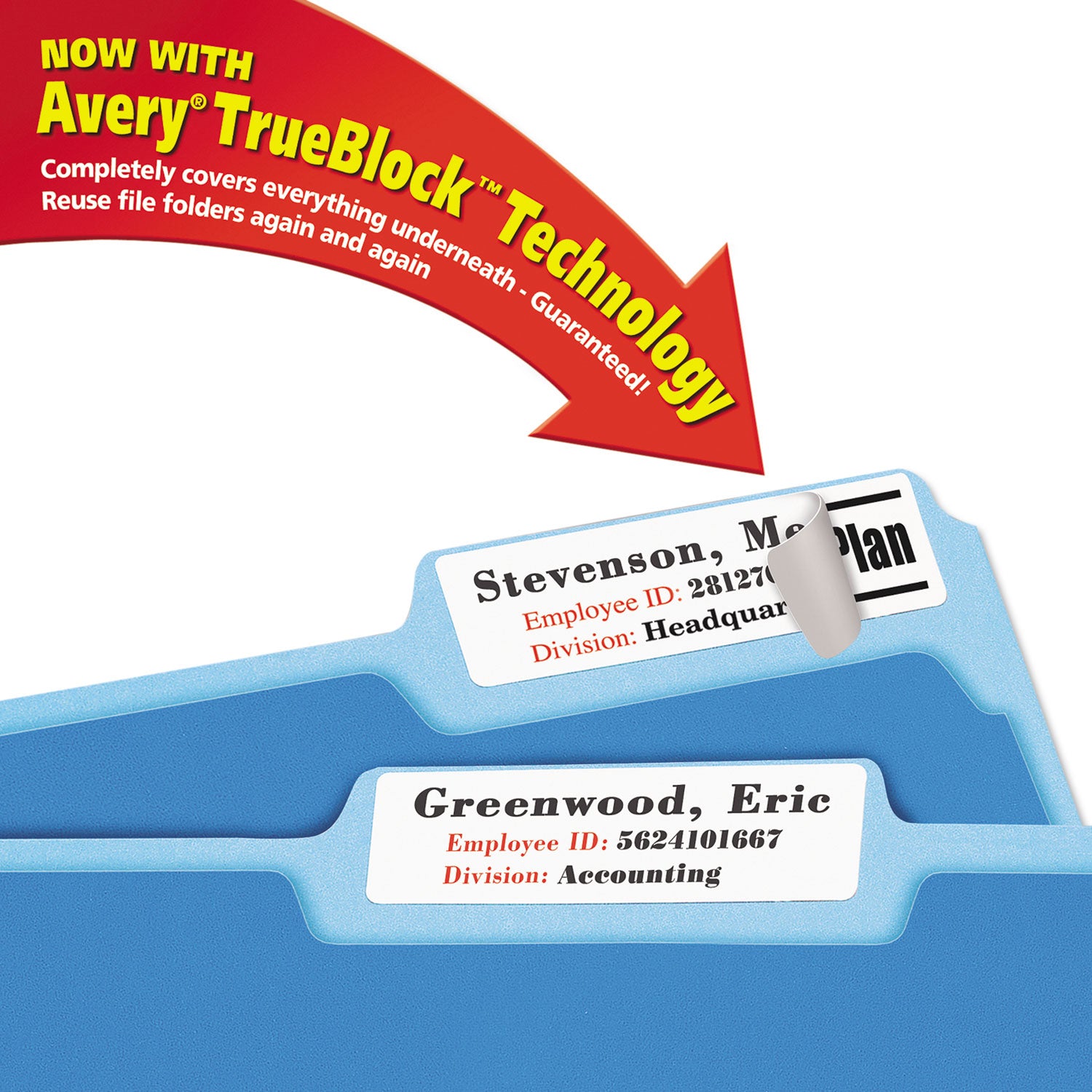 Avery® Extra-Large Trueblock File Folder Labels With Sure Feed Technology, 0.94 X 3.44, White, 18/sheet, 25 Sheets/pack