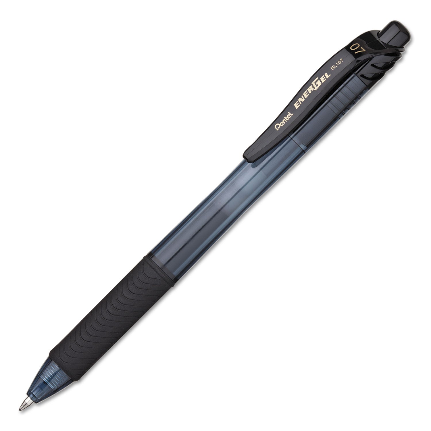 Pentel® EnerGel-X Gel Pen, Retractable, Medium 0.7 mm, Black Ink, Smoke/Black Barrel, 24/Pack