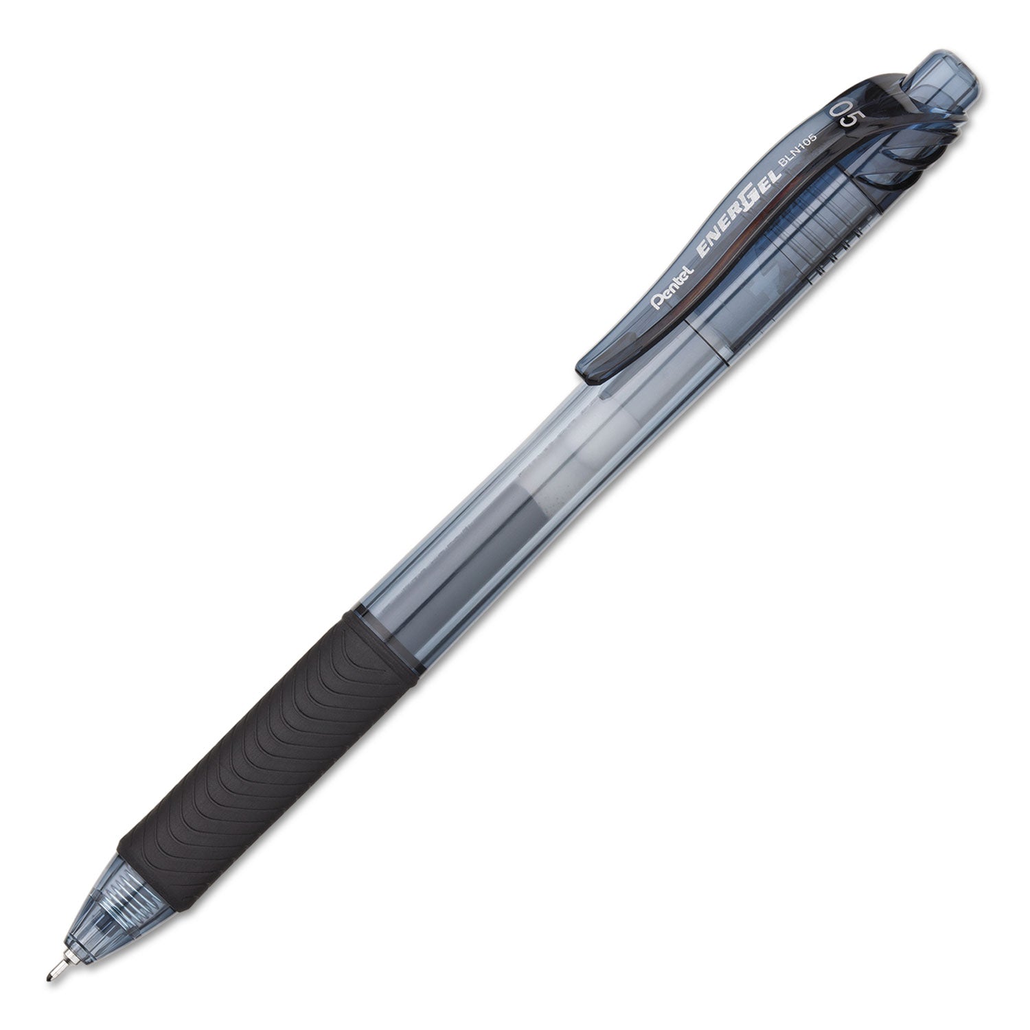 Pentel® EnerGel-X Gel Pen, Retractable, Fine 0.5 mm, Black Ink, Clear/Black Barrel, 24/Pack