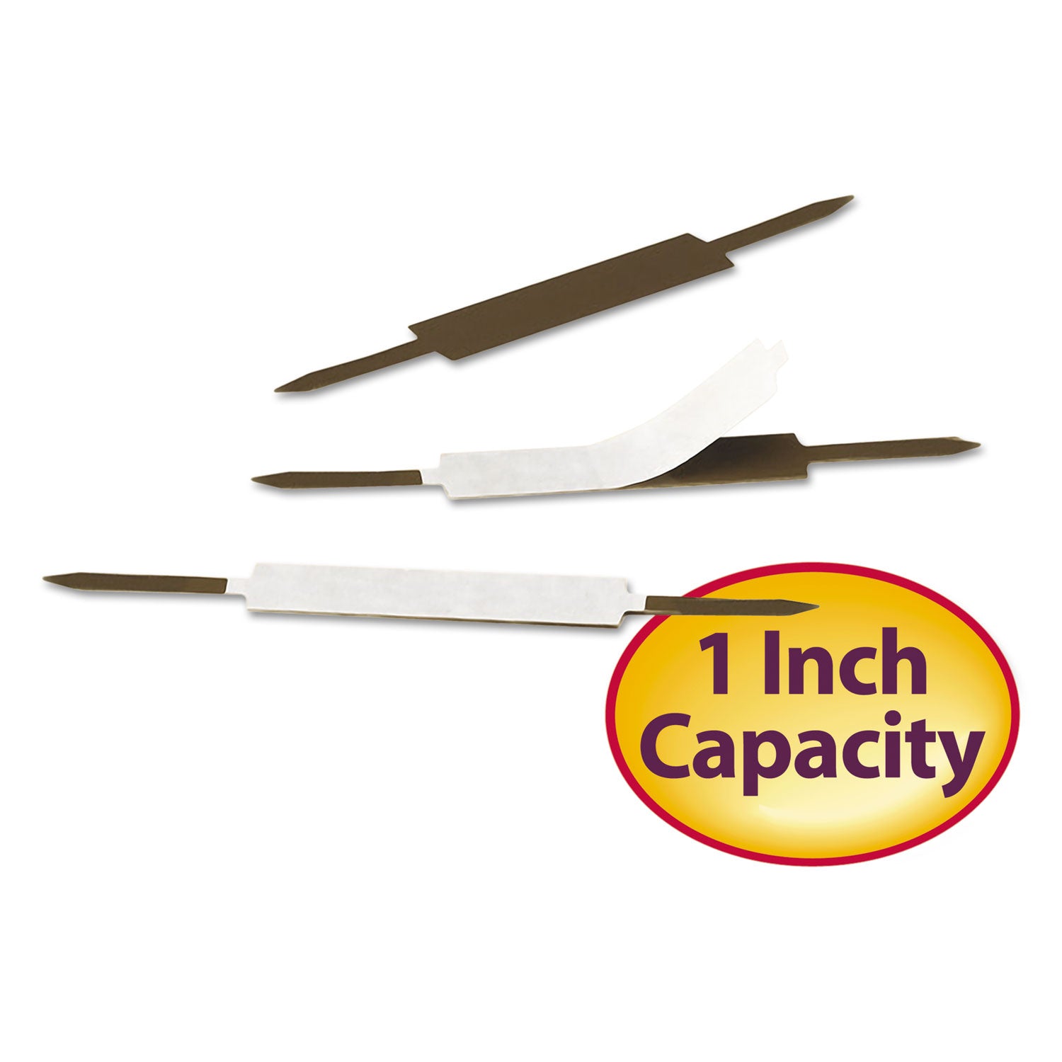 Smead Standard Self-Adhesive Two-Prong Fastener Base and Compressor Sets, 1" Capacity, 2.75" Center to Center, Brown, 100/Box