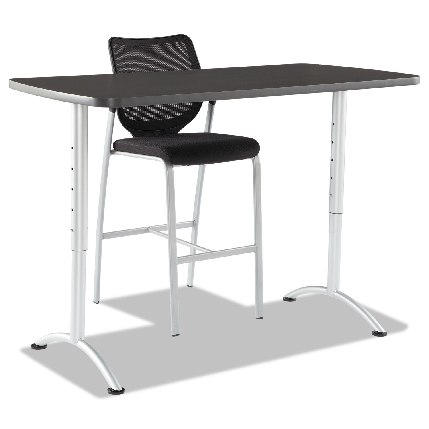 Iceberg ARC Adjustable-Height Table, Rectangular, 60" x 30" x 30" to 42", Graphite/Silver