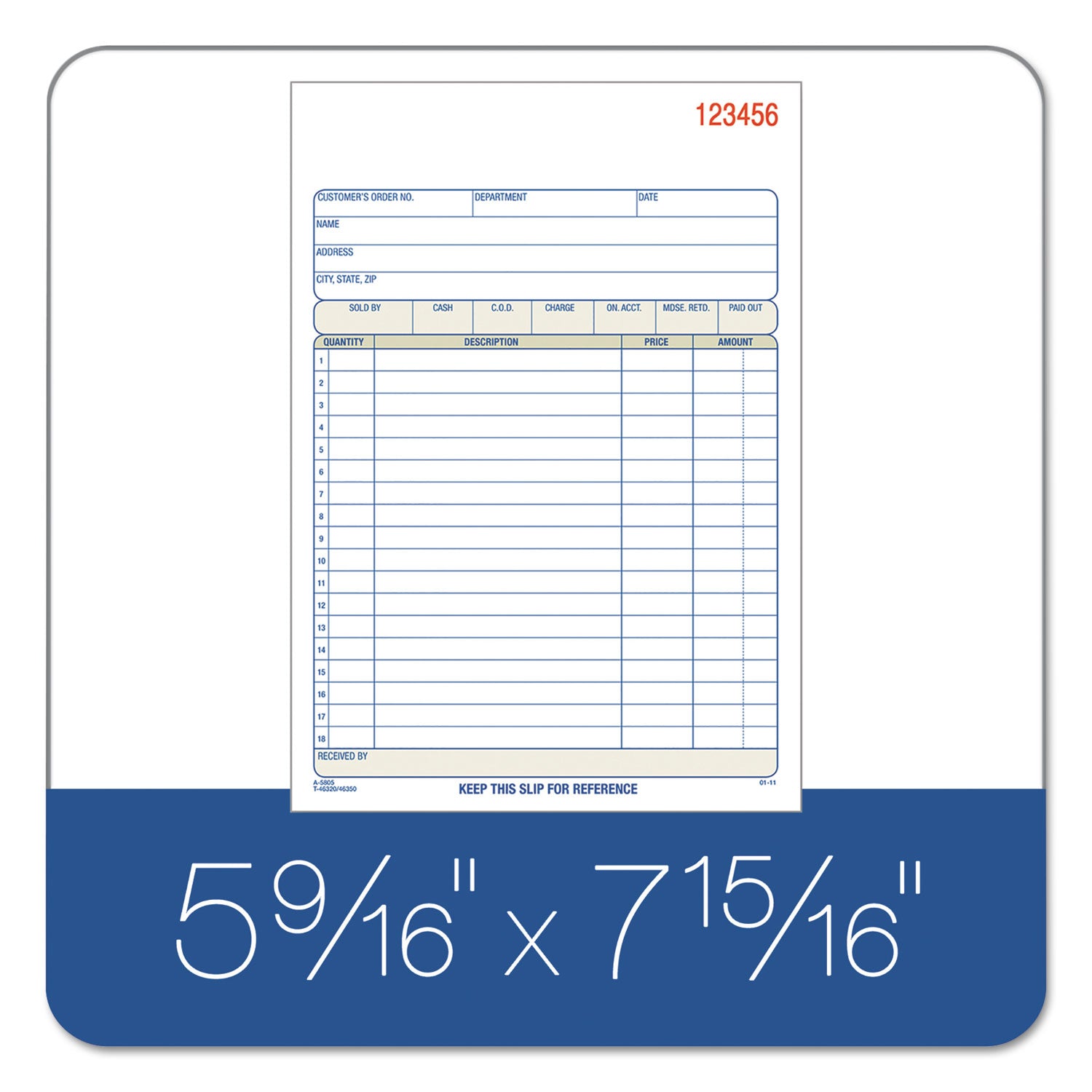 Adams® Multipart Sales Order Pad, 18 Lines, Two-Part Carbonless, 5.56 x 7.94, 50 Forms Total