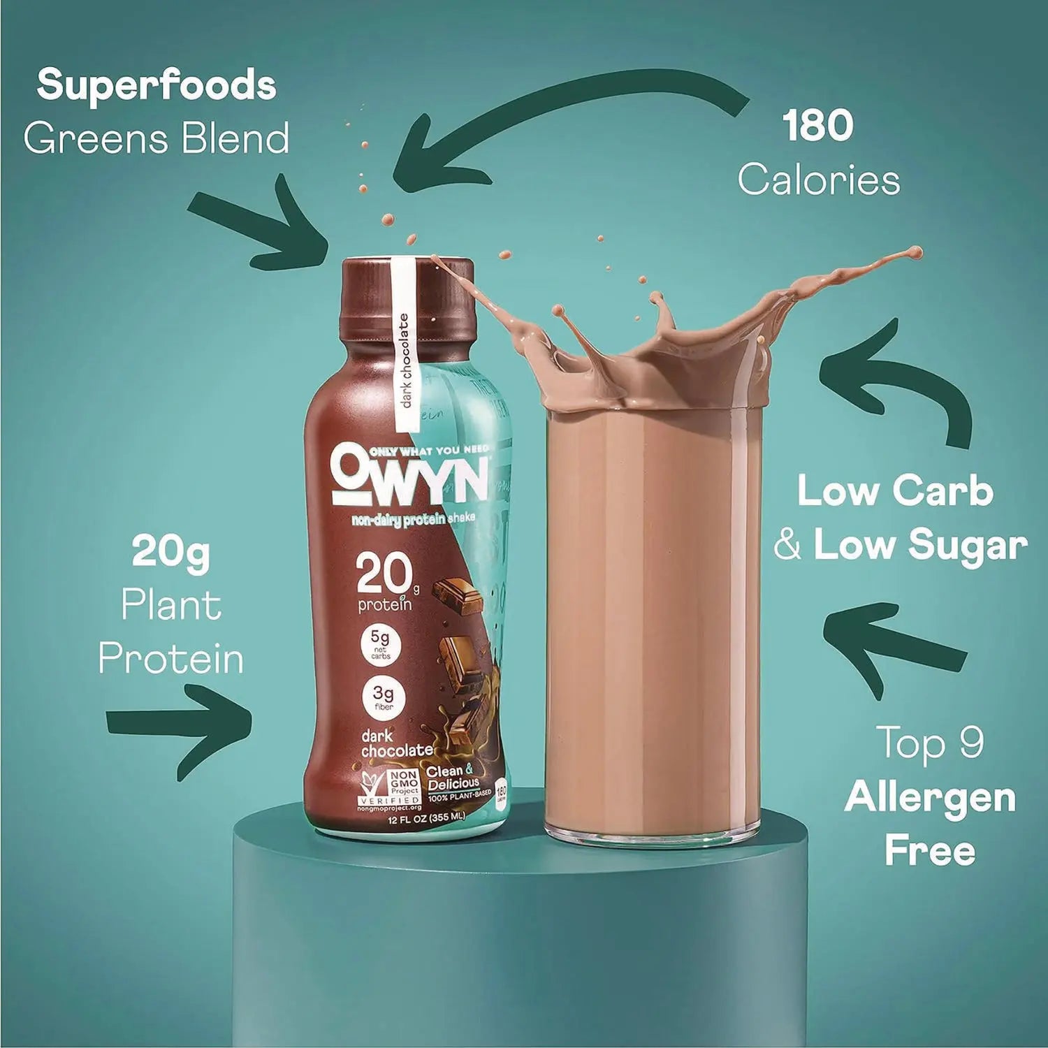 20 g Protein Drink, Chocolate, 12 oz Bottle, 12/Carton OWYN™ Flipcost