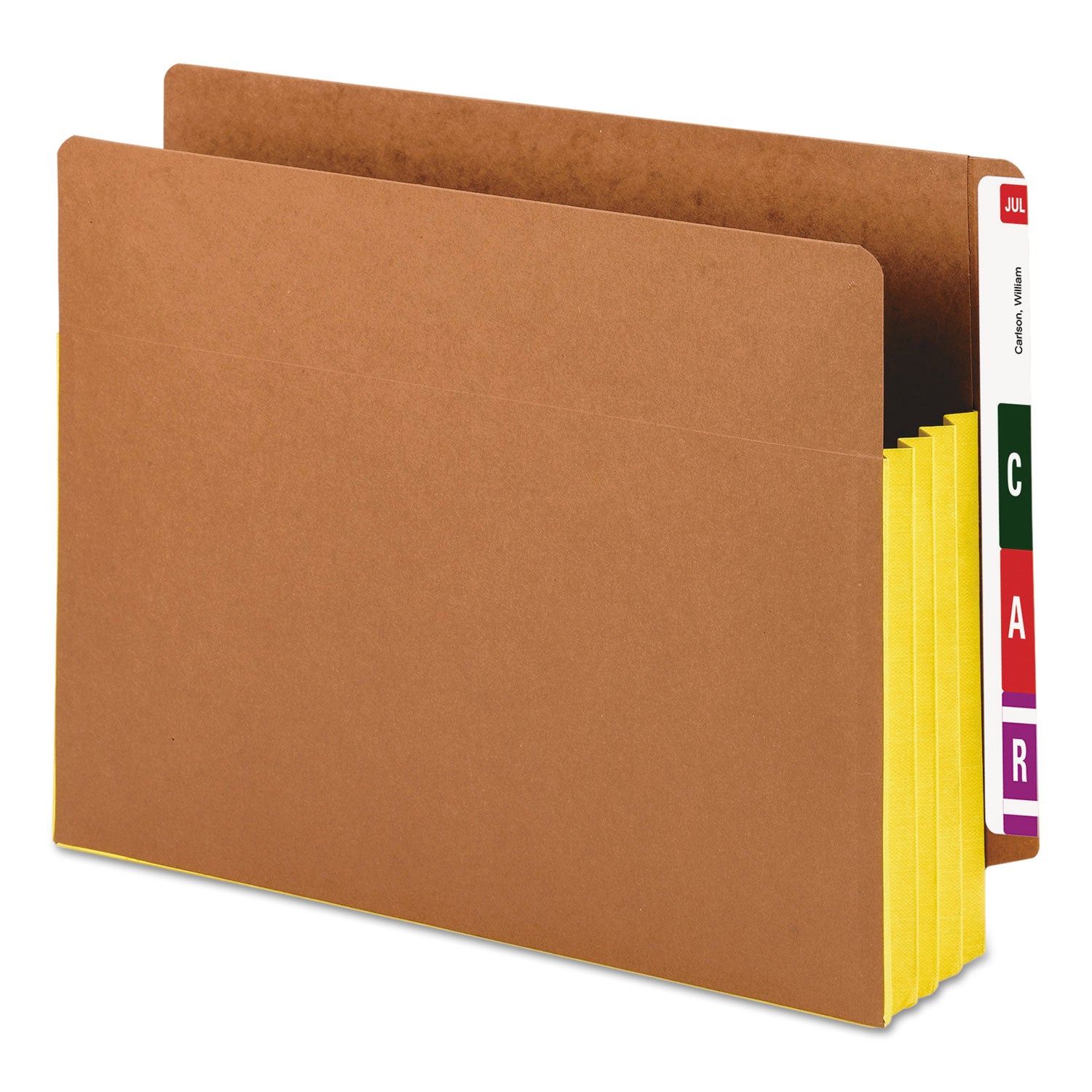 Redrope Drop-Front End Tab File Pockets, Fully Lined 6.5" High Gussets, 3.5" Expansion, Letter Size, Redrope/Yellow, 10/Box