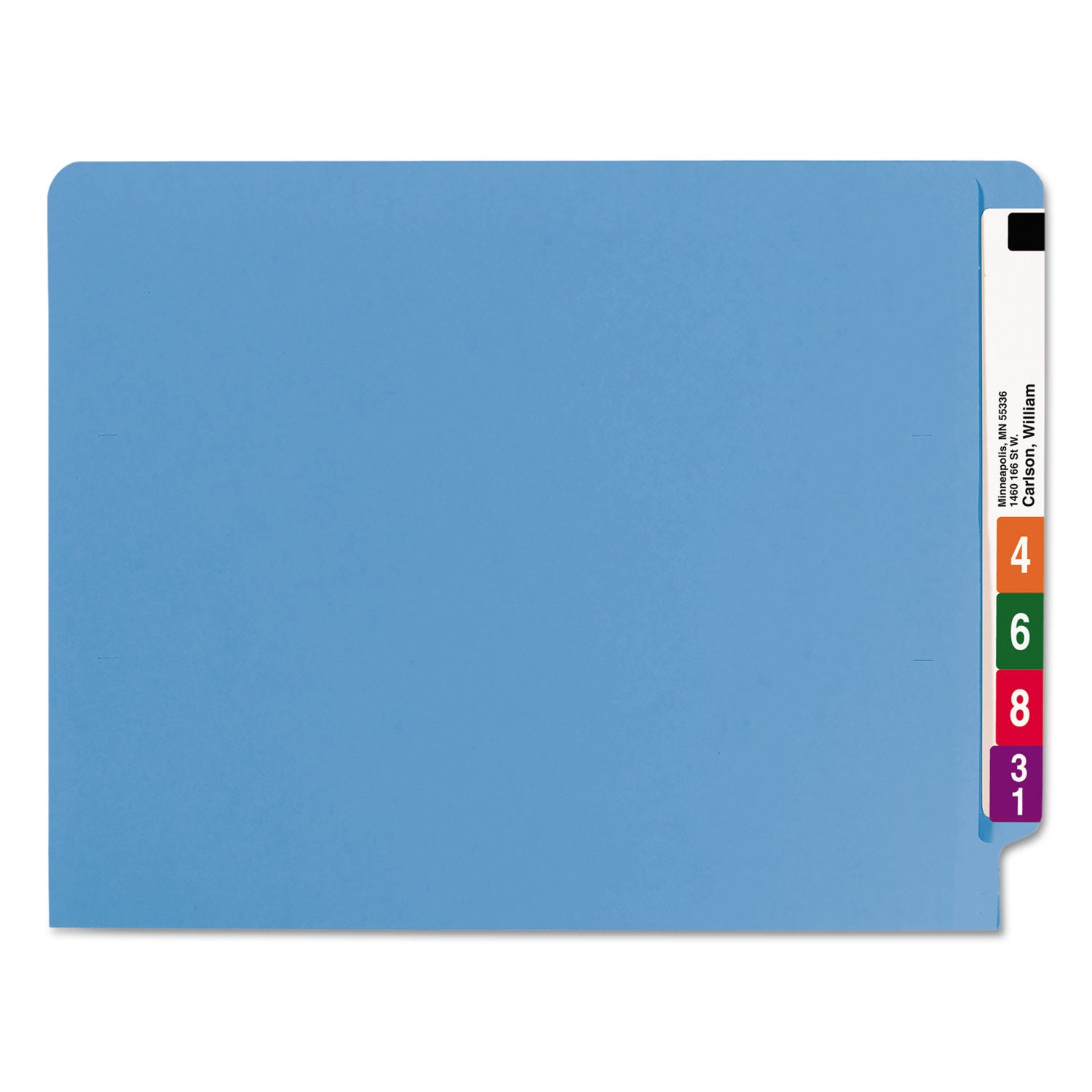 Smead Shelf-Master Reinforced End Tab Colored Folders, Straight Tabs, Letter Size, 0.75" Expansion, Blue, 100/Box