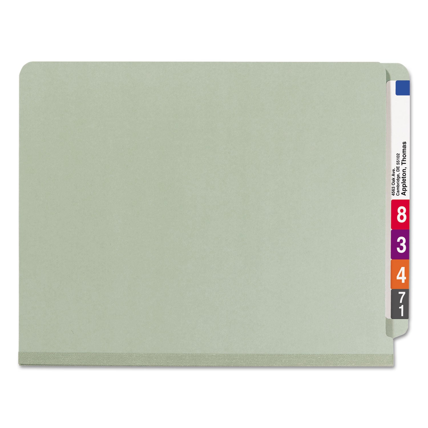 Smead End Tab Pressboard Classification Folders, Four SafeSHIELD Fasteners, 2" Expansion, 1 Divider, Letter Size, Gray-Green, 10/BX