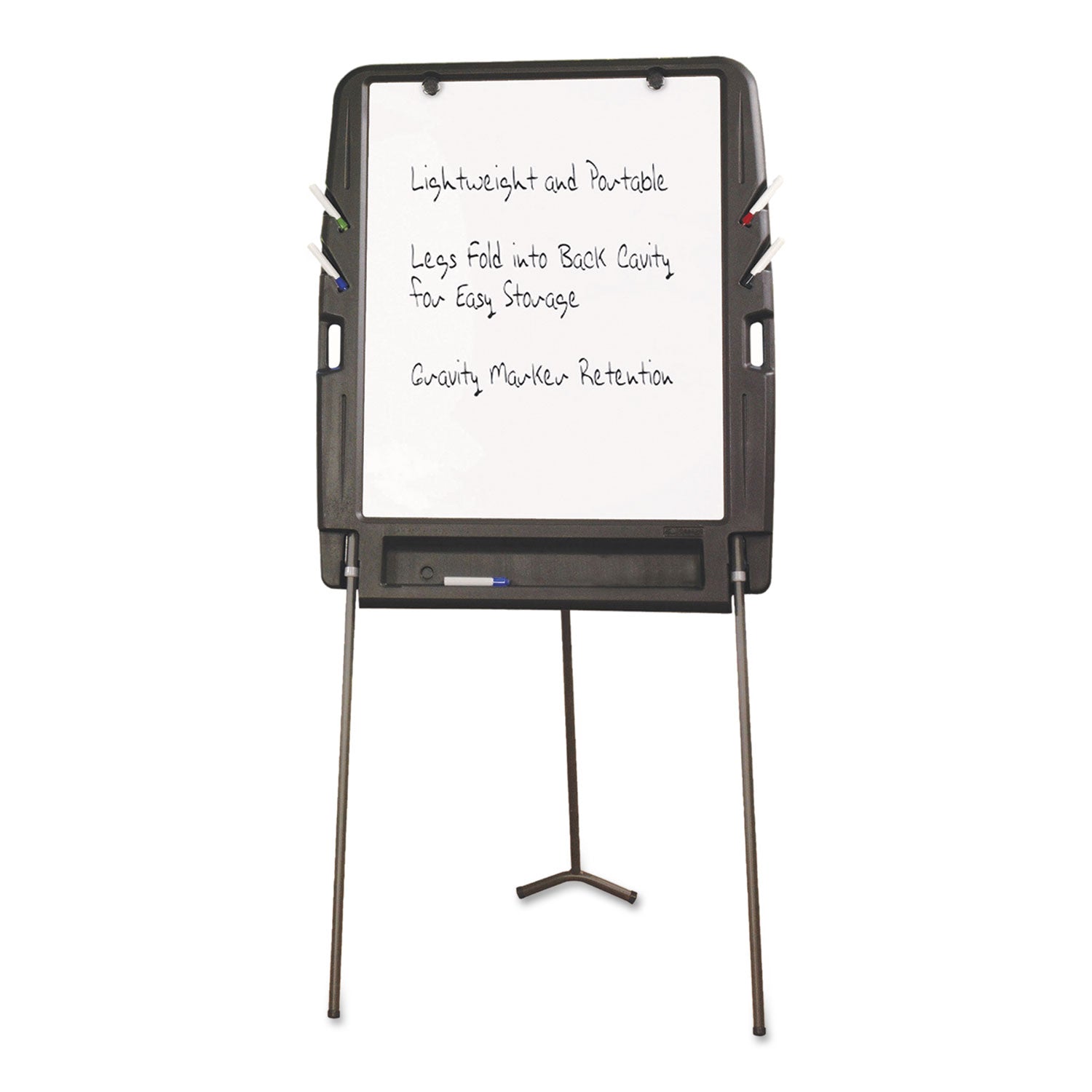 Iceberg Ingenuity Portable Flipchart Easel with Dry Erase Surface, 35" x 30", White Surface, Charcoal Gray Polyethylene Frame